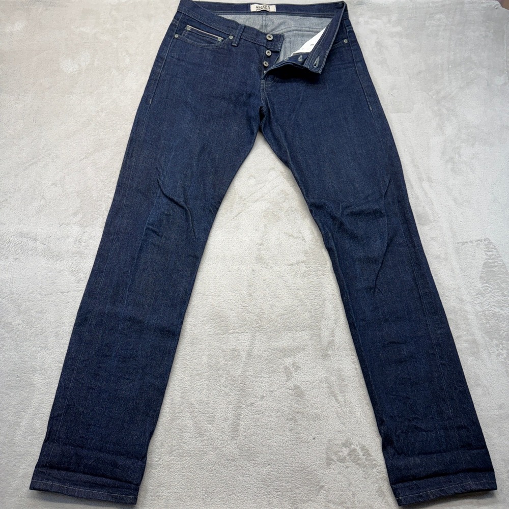 Naked & Famous Mens Jeans 34x34 Indigo Weird Guy Selvedge Raw Denim Button Fly
